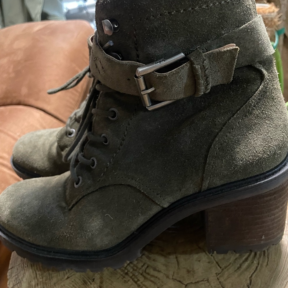 Suede green booties